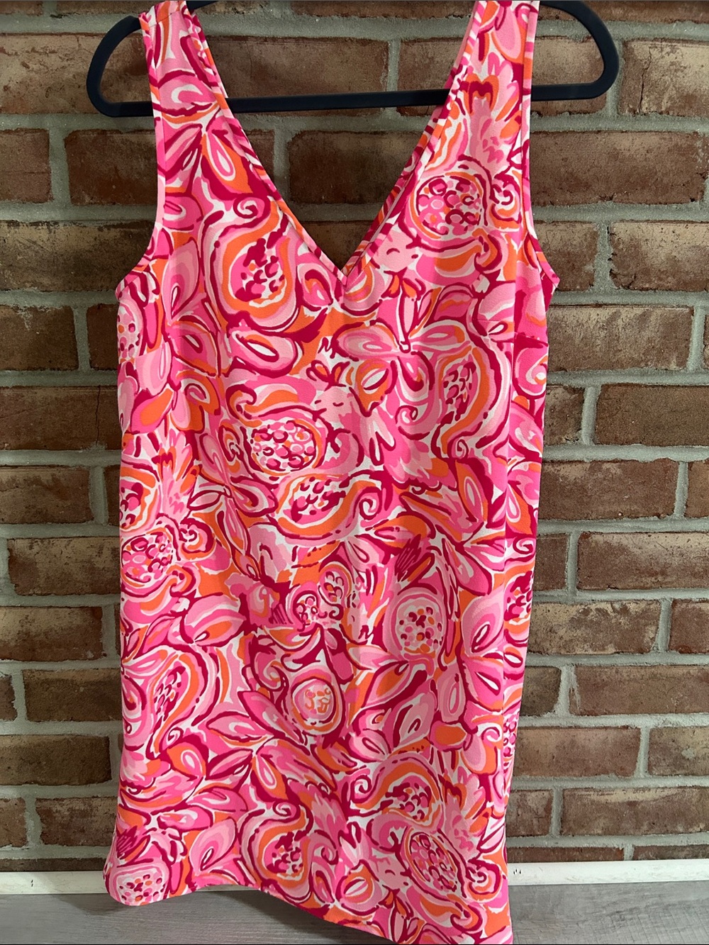 Lilly Pulitzer Pink Orange Floral V-Neck Dress
